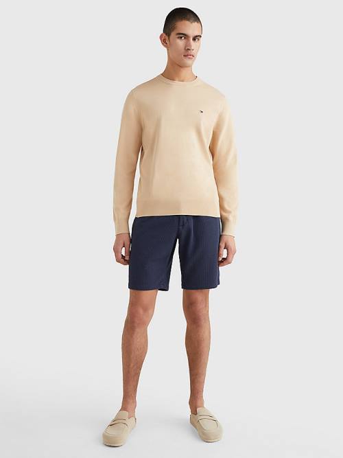 Tommy Hilfiger 1985 Essential TH Flex Sweatshirt Pulóverek Férfi Bézs | TH912OIP