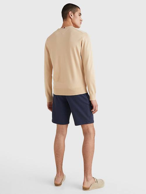 Tommy Hilfiger 1985 Essential TH Flex Sweatshirt Pulóverek Férfi Bézs | TH912OIP