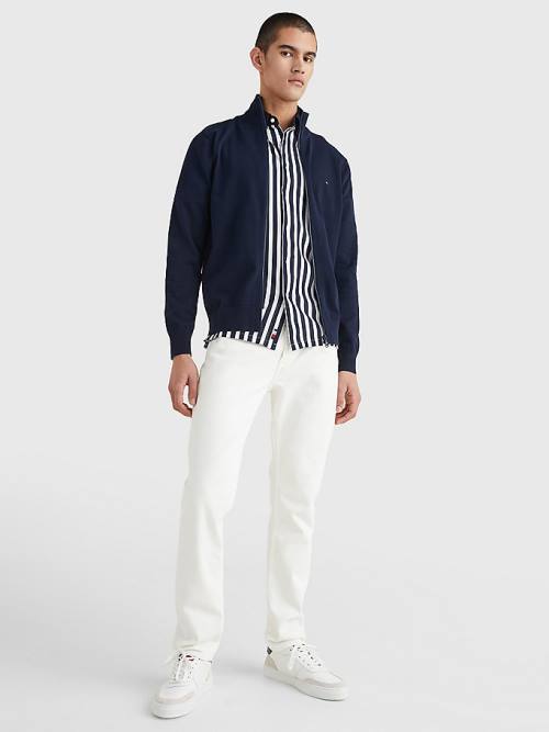 Tommy Hilfiger 1985 Essential TH Flex Zip-Thru Cardigan Pulóverek Férfi Kék | TH521XCH