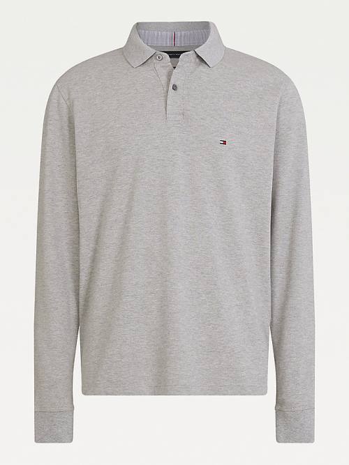 Tommy Hilfiger 1985 TH Flex Regular Fit Long Sleeve Póló Férfi Szürke | TH374KAN