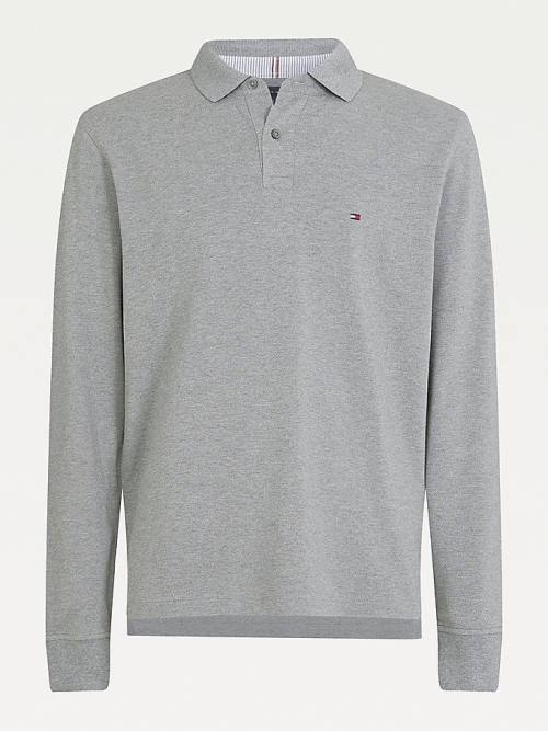 Tommy Hilfiger 1985 TH Flex Regular Fit Long Sleeve Póló Férfi Szürke | TH724PAK