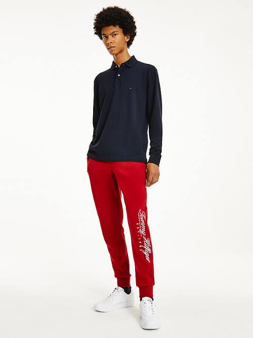 Tommy Hilfiger 1985 TH Flex Regular Fit Long Sleeve Póló Férfi Kék | TH948CZV