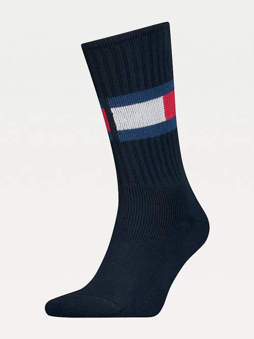 Tommy Hilfiger 1-Pack Colour-Blocked Flag Zokni Férfi Kék | TH741ULX