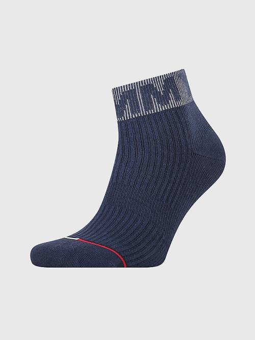 Tommy Hilfiger 1-Pack Logo Cuff Ankle Zokni Férfi Kék | TH567LPM