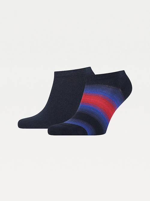 Tommy Hilfiger 2-Pack Baja Stripe Trainer Zokni Férfi Kék | TH738PYN