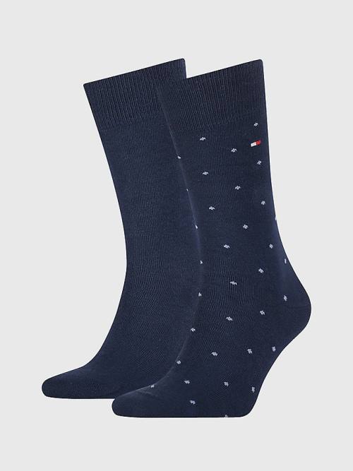 Tommy Hilfiger 2-Pack Dot Zokni Férfi Kék | TH547ZRH