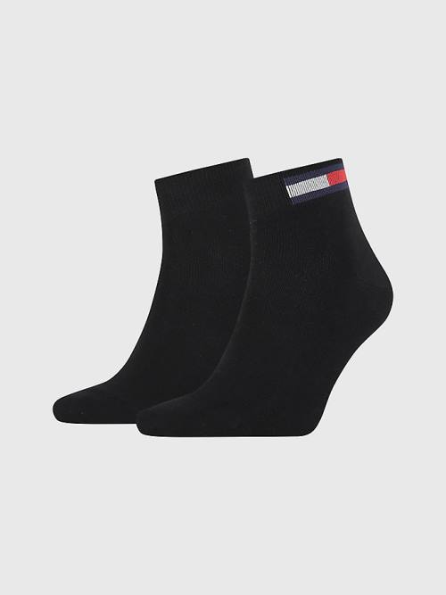 Tommy Hilfiger 2-Pack Flag Ankle Zokni Férfi Fekete | TH803EIS