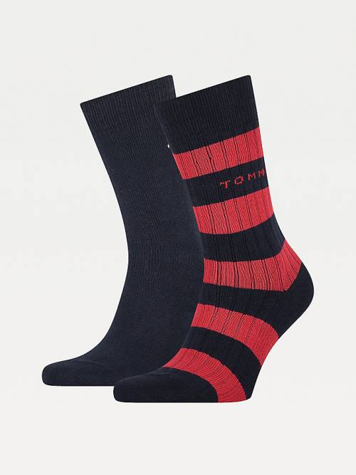 Tommy Hilfiger 2-Pack Rib-Knit Rugby Zokni Férfi Kék | TH296DHV