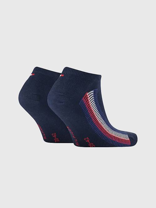 Tommy Hilfiger 2-Pack Ribbon Stripe Trainer Zokni Férfi Kék | TH243HJE