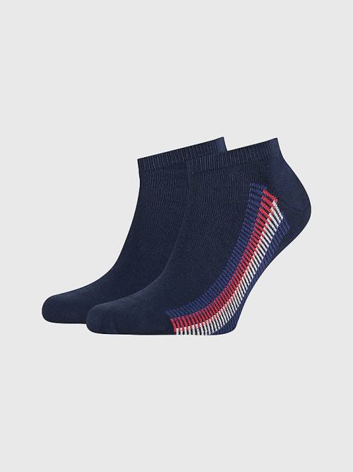 Tommy Hilfiger 2-Pack Ribbon Stripe Trainer Zokni Férfi Kék | TH243HJE