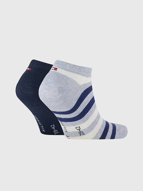 Tommy Hilfiger 2-Pack Stripe Trainer Zokni Férfi Kék | TH280HVE