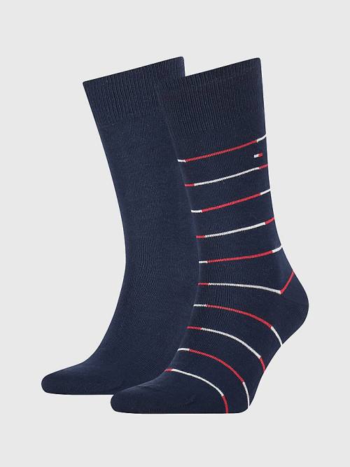 Tommy Hilfiger 2-Pack Stripe Zokni Férfi Kék | TH261CEW