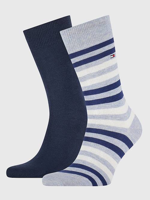 Tommy Hilfiger 2-Pack Stripe Zokni Férfi Kék | TH502IAE