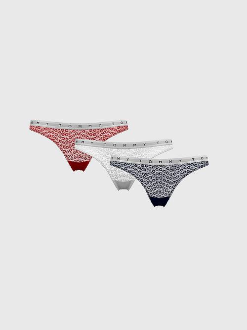 Tommy Hilfiger 3-Pack Csipke Logo Waistband Thongs Fehérnemű Női Multi | TH415WDM