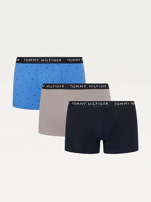 Tommy Hilfiger 3-Pack Essential Recycled Pamut Trunks Fehérnemű Férfi Kék | TH678SOV