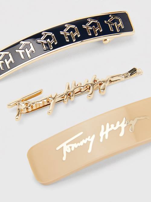 Tommy Hilfiger 3-Pack Iconic Hair Clips Kalap Női Kék | TH683PEG