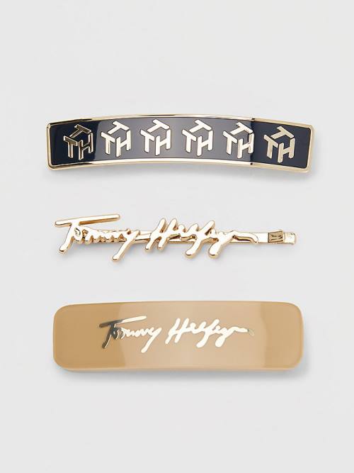 Tommy Hilfiger 3-Pack Iconic Hair Clips Kalap Női Kék | TH683PEG