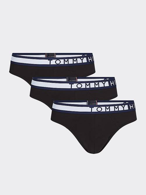 Tommy Hilfiger 3-Pack Logo Waistband Briefs Fehérnemű Férfi Fekete | TH385IKR