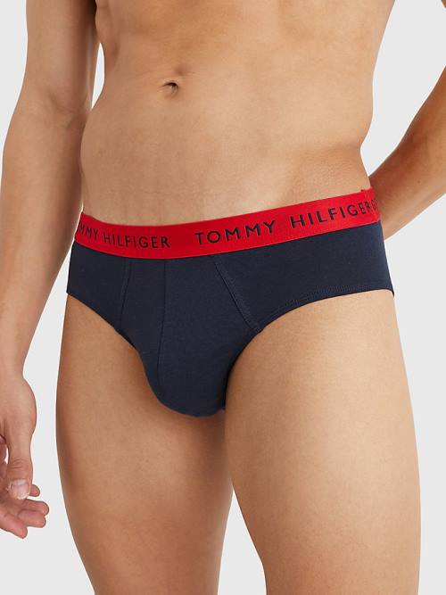 Tommy Hilfiger 3-Pack Logo Waistband Briefs Fehérnemű Férfi Lila | TH540JHN