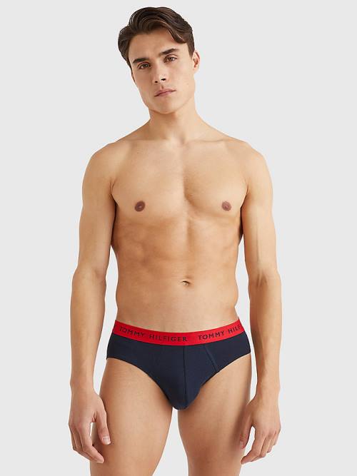 Tommy Hilfiger 3-Pack Logo Waistband Briefs Fehérnemű Férfi Lila | TH540JHN