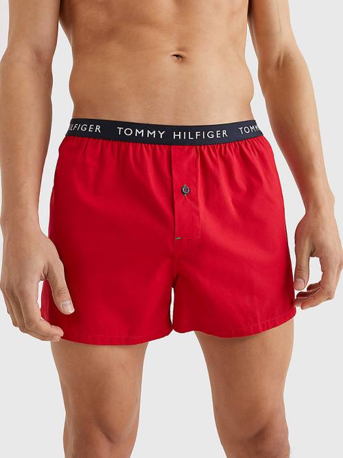 Tommy Hilfiger 3-Pack Logo Waistband Button Fly Boxers Fehérnemű Férfi Zöld | TH561YIB