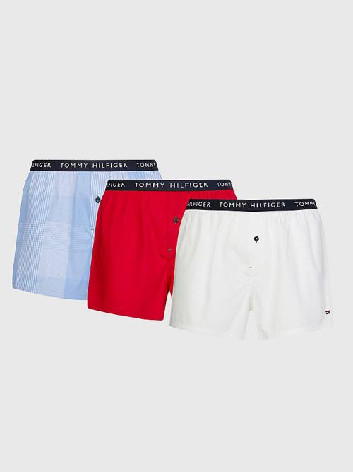 Tommy Hilfiger 3-Pack Logo Waistband Button Fly Boxers Fehérnemű Férfi Zöld | TH561YIB