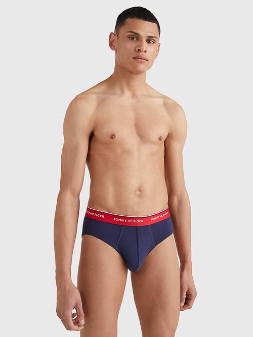 Tommy Hilfiger 3-Pack Pamut Briefs Fehérnemű Férfi Kék | TH071YCR