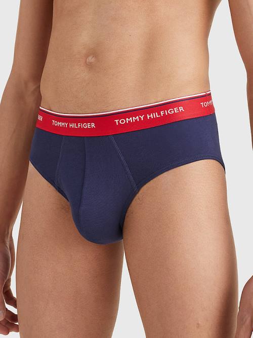 Tommy Hilfiger 3-Pack Pamut Briefs Fehérnemű Férfi Kék | TH071YCR