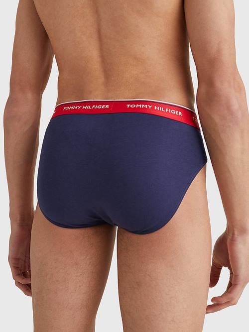 Tommy Hilfiger 3-Pack Pamut Briefs Fehérnemű Férfi Kék | TH071YCR