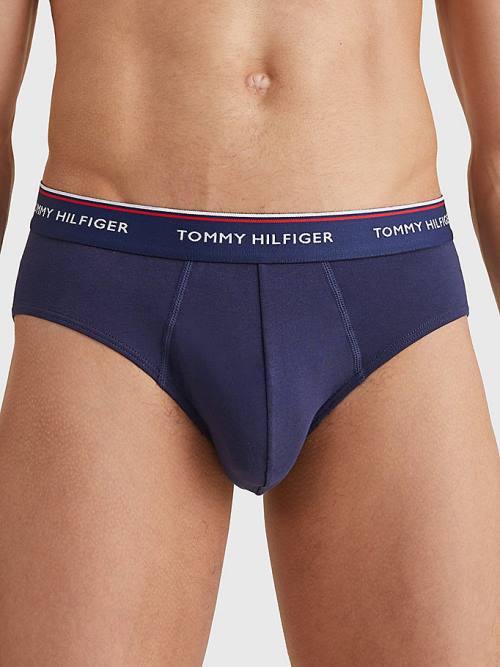 Tommy Hilfiger 3-Pack Pamut Briefs Fehérnemű Férfi Kék | TH071YCR