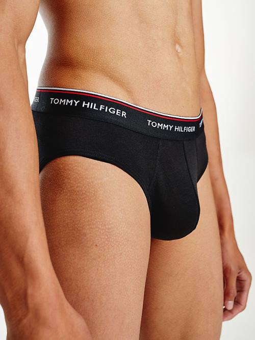 Tommy Hilfiger 3-Pack Pamut Briefs Fehérnemű Férfi Fekete | TH697ICD