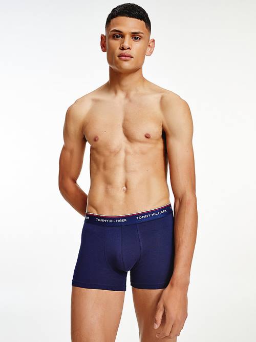 Tommy Hilfiger 3-Pack Premium Logo Waistband Trunks Fehérnemű Férfi Kék | TH478WGD