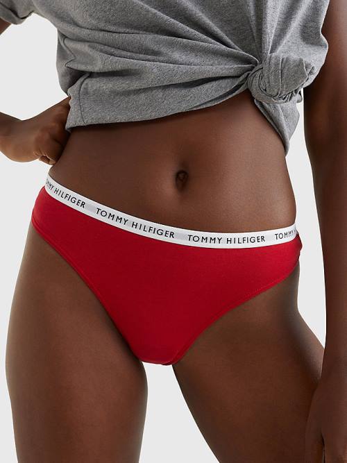 Tommy Hilfiger 3-Pack Recycled Pamut Thongs Fehérnemű Női Piros | TH692HJF