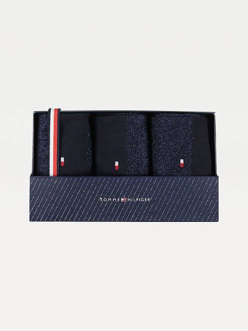 Tommy Hilfiger 3-Pack Sparkle Gift Box Zokni Női Kék | TH340WZU