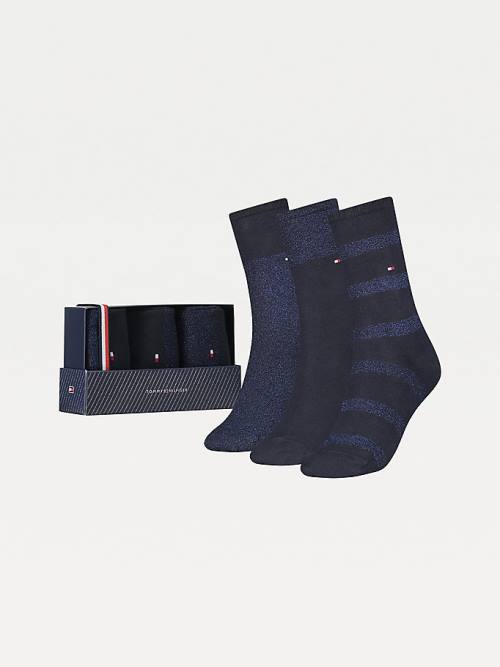 Tommy Hilfiger 3-Pack Sparkle Gift Box Zokni Női Kék | TH340WZU