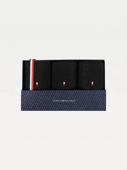 Tommy Hilfiger 3-Pack Sparkle Gift Box Zokni Női Fekete | TH723NHK