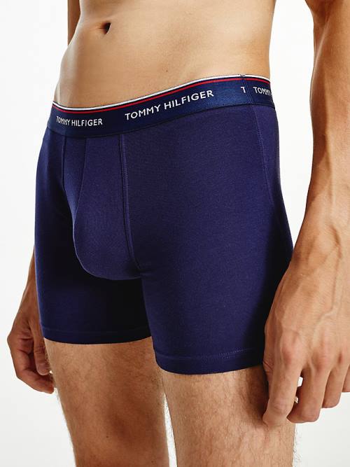 Tommy Hilfiger 3-Pack Stretch Pamut Boxer Shorts Fehérnemű Férfi Kék | TH452OSA