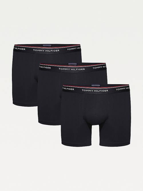 Tommy Hilfiger 3-Pack Stretch Pamut Boxer Shorts Fehérnemű Férfi Fekete | TH821YWD