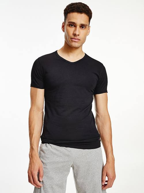 Tommy Hilfiger 3 Pack V-Neck Pamut Pizsama Férfi Fekete | TH192DOJ