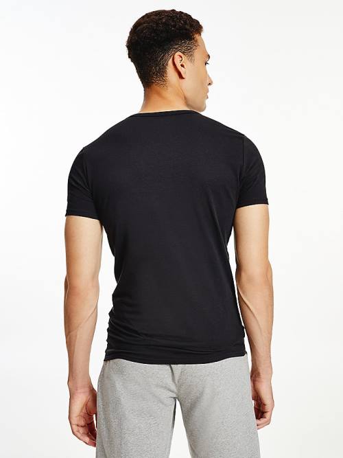 Tommy Hilfiger 3 Pack V-Neck Pamut Pizsama Férfi Fekete | TH192DOJ