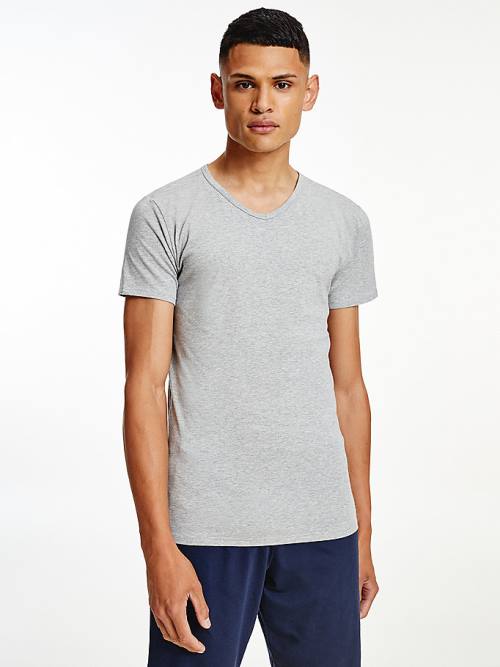 Tommy Hilfiger 3 Pack V-Neck Pamut Pizsama Férfi Fekete | TH764BGM