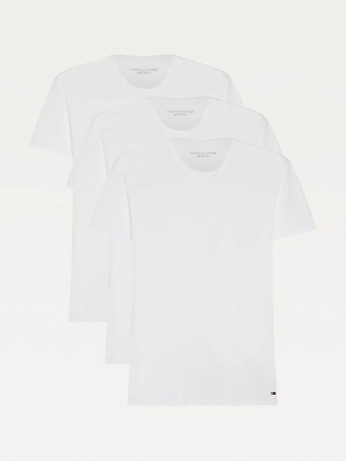 Tommy Hilfiger 3 Pack V-Neck Pamut Pizsama Férfi Fehér | TH974WRG