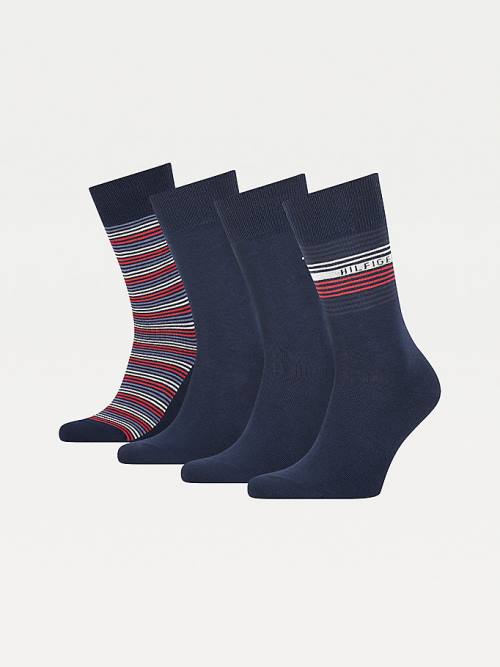 Tommy Hilfiger 4-Pack Gift Box Stripe Zokni Férfi Kék | TH429SAR