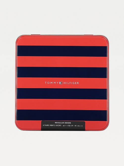 Tommy Hilfiger 4-Pack Gift Box Stripe Zokni Férfi Fekete | TH581IQU