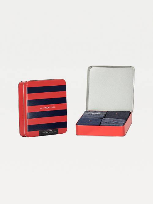 Tommy Hilfiger 4-Pack Gift Box Stripe Zokni Férfi Kék | TH794IQE