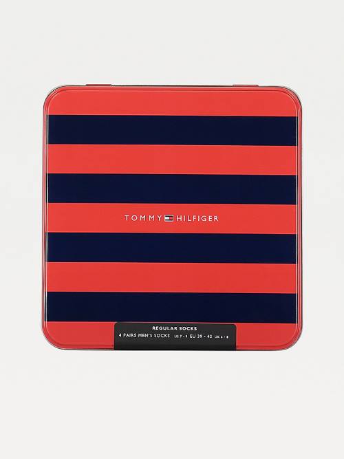 Tommy Hilfiger 4-Pack Gift Box Stripe Zokni Férfi Kék | TH794IQE