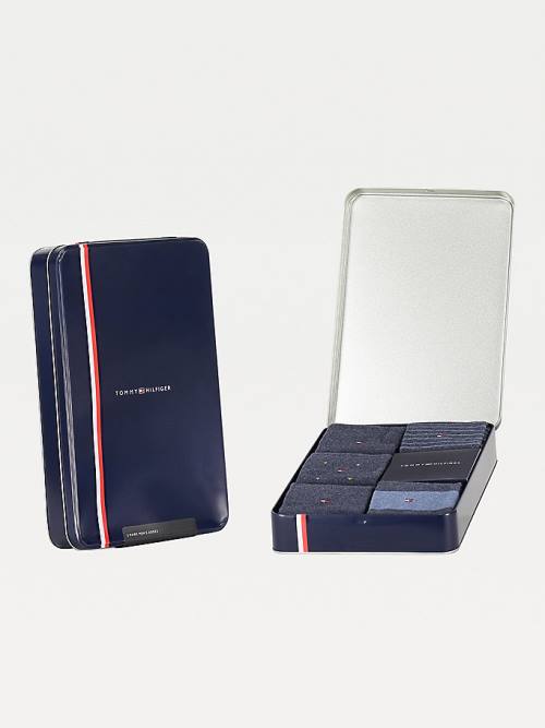 Tommy Hilfiger 5-Pack Gift Box Stripe Dot Zokni Férfi Kék | TH830YXP