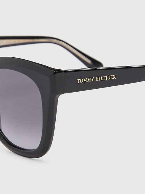 Tommy Hilfiger Acetate Cat-Eye Napszemüveg Női Fekete | TH102OKX