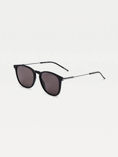 Tommy Hilfiger Acetate Rounded Square Napszemüveg Férfi Fekete | TH913LRM