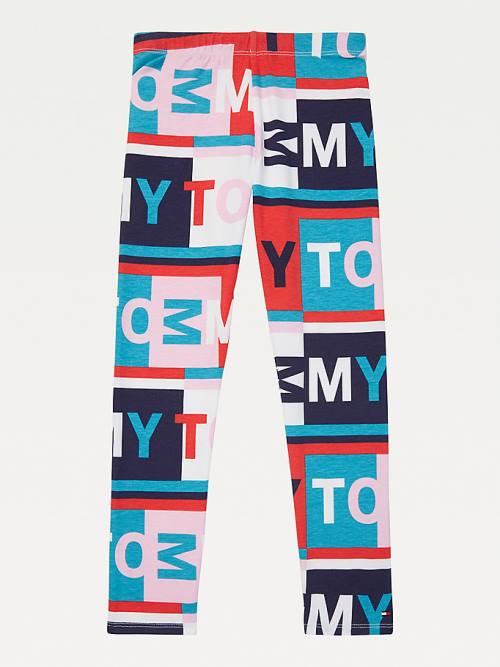 Tommy Hilfiger Adaptive All-Over Logo Print Leggings Nadrág Lány Multi | TH792CSR